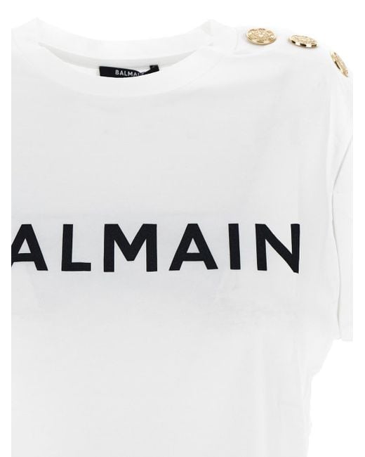 Balmain White Logoed T-shirt