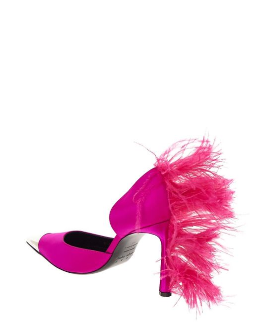 AREA X SERGIO ROSSI Pink Feather Embellished Pumps