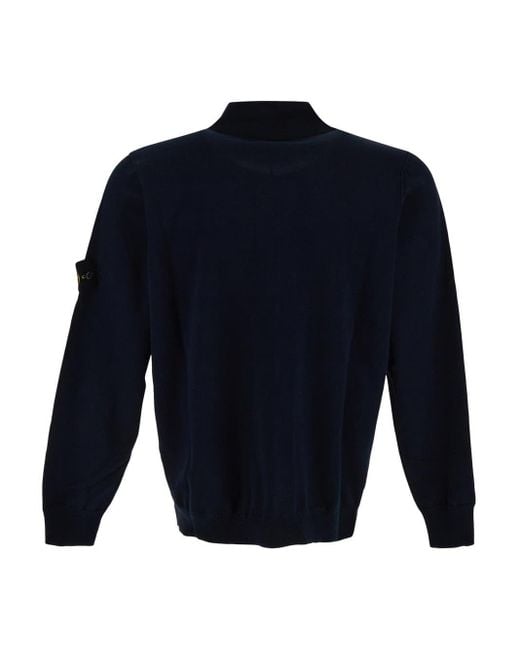 Stone Island Blue Zipped Sweatshirt for men