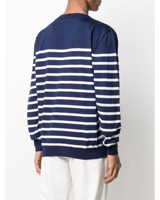Balmain Blue Breton Stripe Knitted Jumper for men