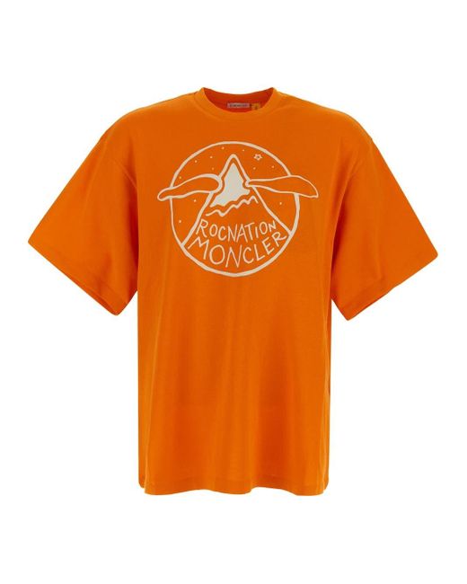 MONCLER X ROC NATION Orange Logo T-shirt for men