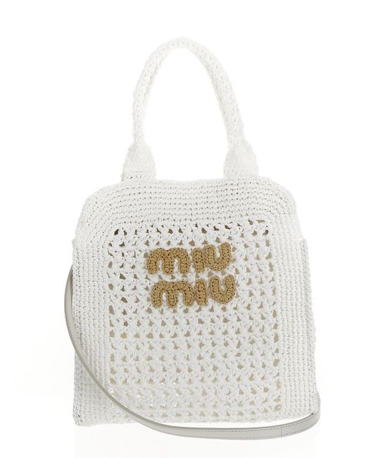 Miu Miu White Logo Handbag