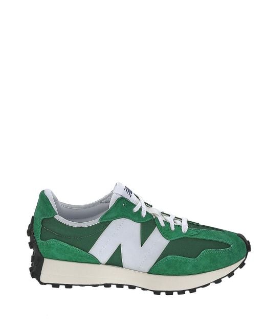 New Balance 327 Suede And Nylon Low-top Trainers in Green White (Green ...