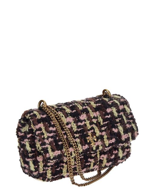 Tory Burch Kira Tweed Mini Flap Bag in Black Lyst