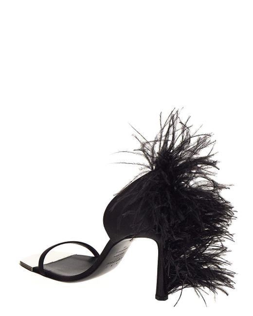 AREA X SERGIO ROSSI Black Feather Embellished High Heels