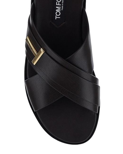 Tom Ford Black Leather Sandal for men