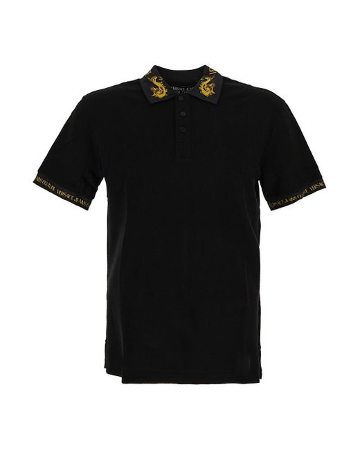 Versace Jeans Black Logoed Polo for men
