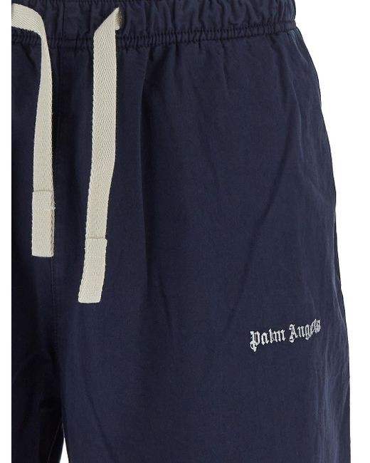 Palm Angels Blue Classic Logo Travel Pants for men