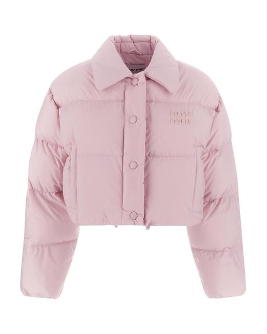 Miu Miu Pink Cropped Down Jacket