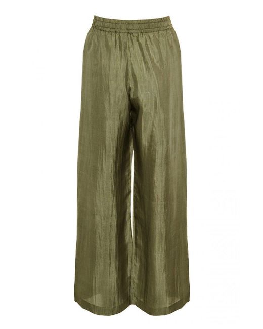 THE ROSE IBIZA Green Silk Trousers