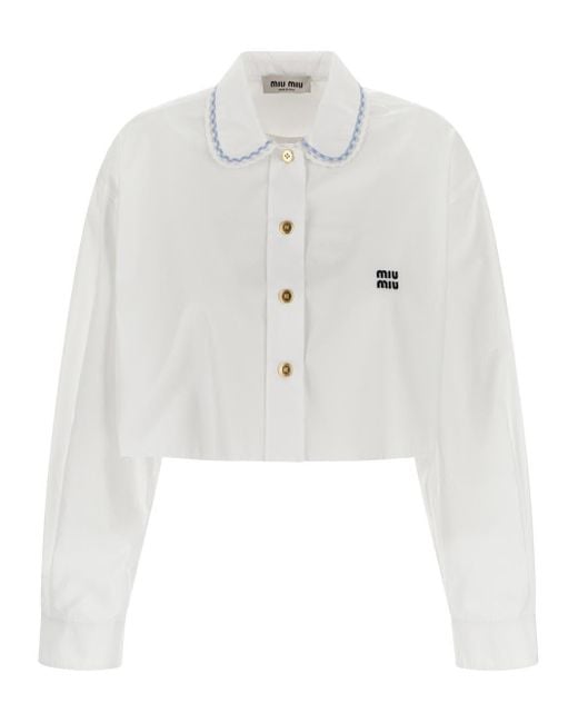 Miu Miu Shirt In Cotton in White | Lyst