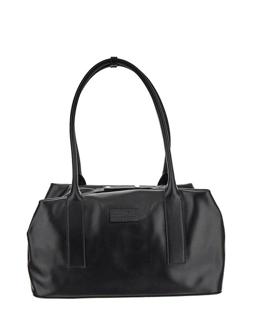【最安値】MM6 Maison Martin Margiela 黒レザーバッグ MM6 by Maison Martin Margiela Leather Travel Bag in Black | Lyst