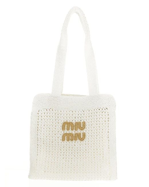 Miu Miu White Crochet Bag