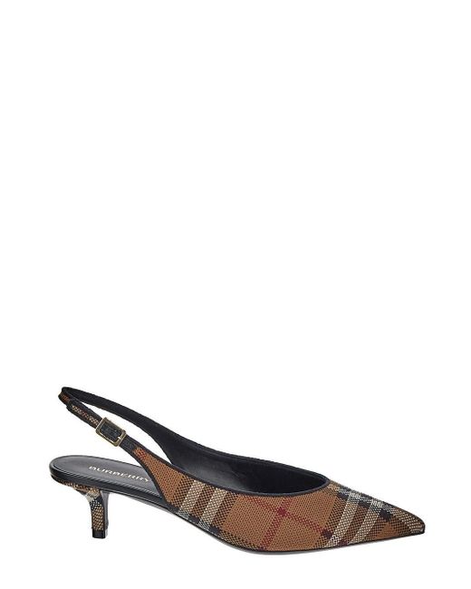 Burberry Check Slingback Pump in Brown Lyst