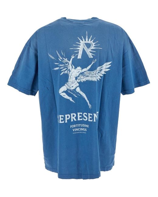 Represent Blue Cotton T-shirt for men