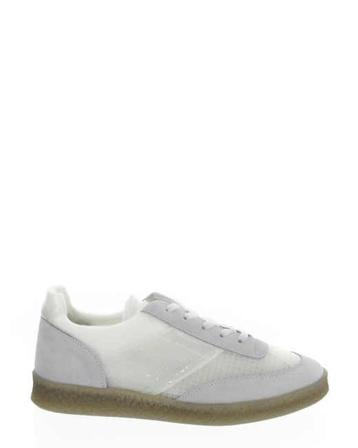 MM6 by Maison Martin Margiela White Suede-trim Low-top Sneakers for men