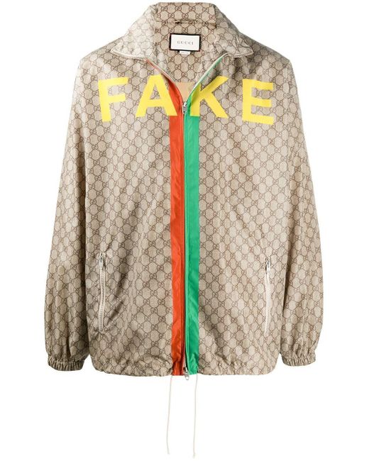 Gucci Brown GG Supreme Canvas 'not Fake'-print Jacket for men