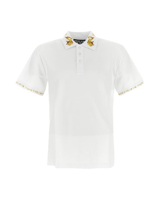 Versace Jeans White Logoed Polo for men