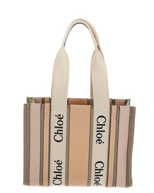 Chloé Natural Medium Woody Tote Bag