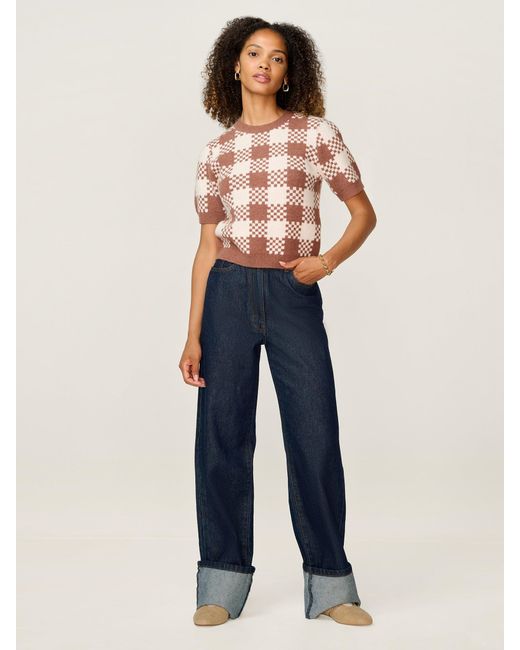OMNES Blue Lexi Weave Top