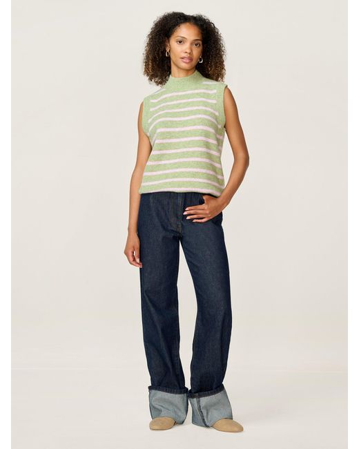 OMNES Blue Pauli Funnel Neck Stripe Vest