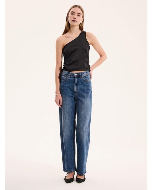 OMNES Blue Sweeny One Shoulder Top