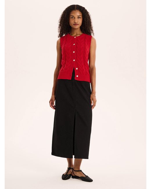 OMNES Red Denim Skirt
