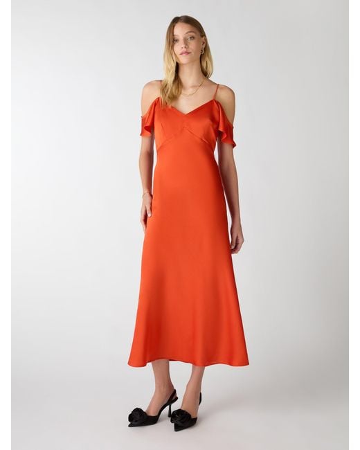 OMNES Red Anthia Drop Shoulder Midi Dress