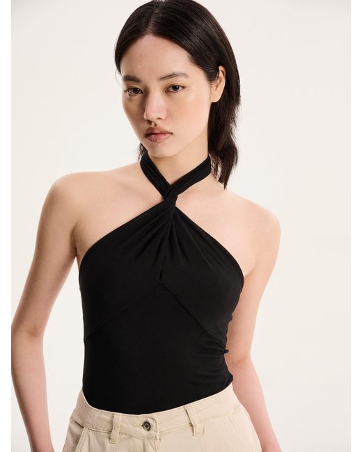 OMNES Black Nelson Halter Top