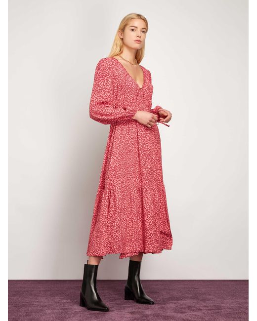 OMNES Pink Portobello Wrap Midi Dress