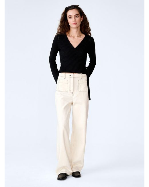 OMNES Black Soleil Knitted Wrap Top