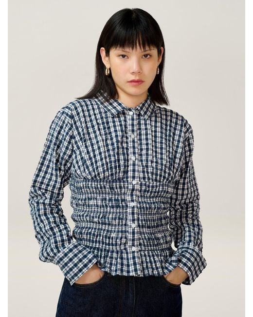 OMNES Blue Issy Check Shirt