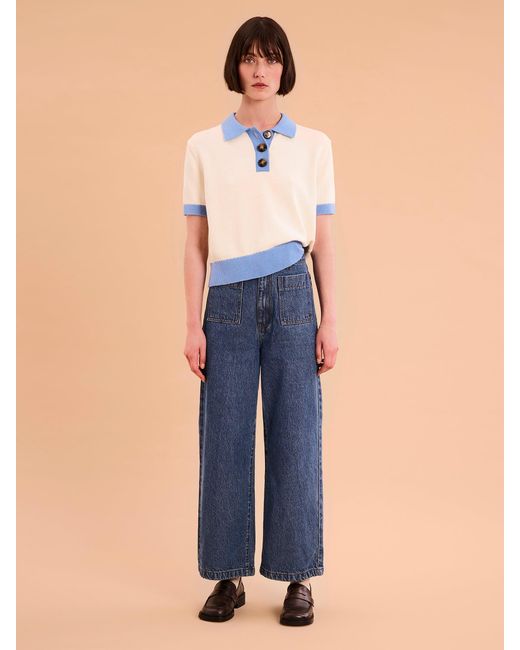 OMNES Blue Haisley Colour Block Jumper