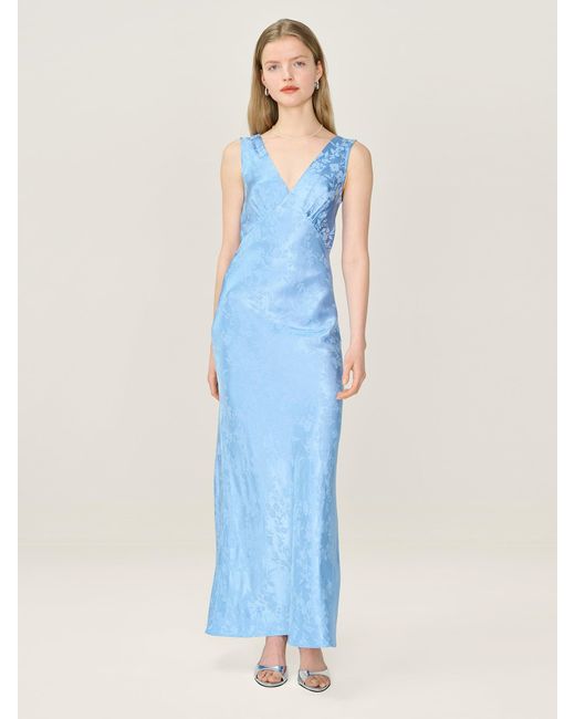 OMNES Blue Iris Jacquard Bridesmaid Dress