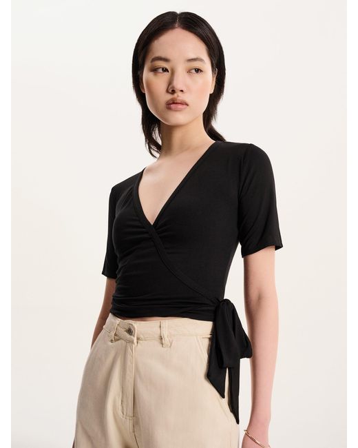 OMNES Black Venus Wrap Top