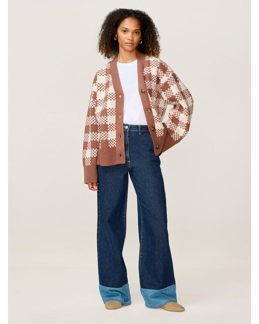 OMNES Blue Athena Check Cardigan