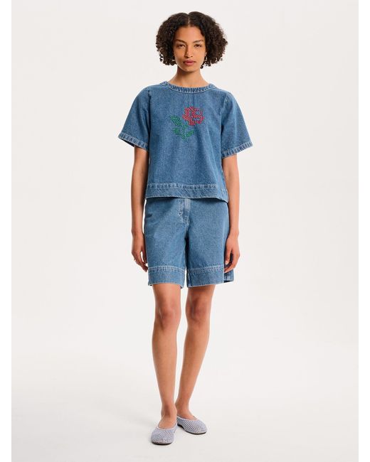 OMNES Blue Cally Blouse