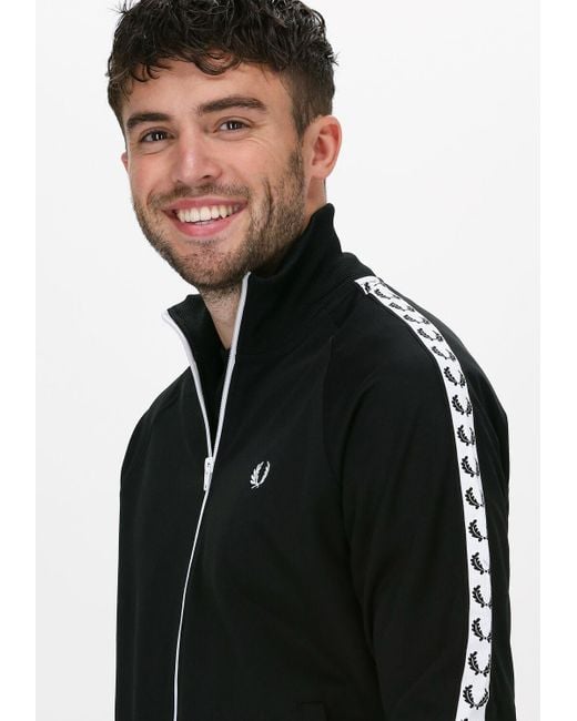 Fred Perry Strickjacke Taped Track Jacket in Black für Herren