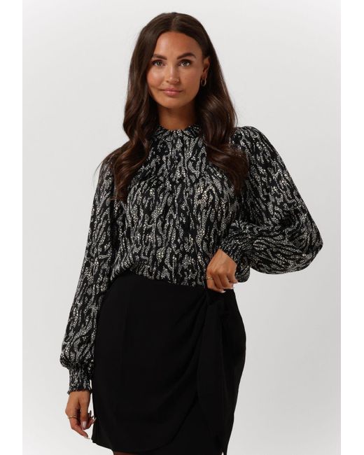 Alix The Label Black Bluse Ladies Woven Animal Turtle Neck Top