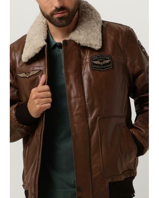 PME LEGEND Lederjack Bomber Jacket Hudson Buff Leather in Brown für Herren