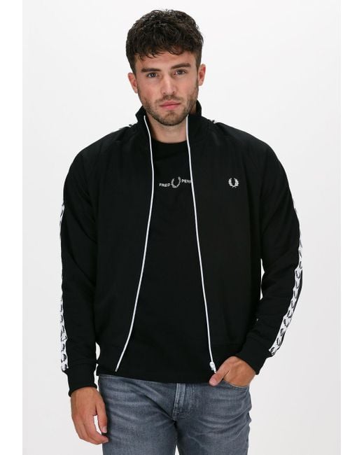 Fred Perry Strickjacke Taped Track Jacket in Black für Herren