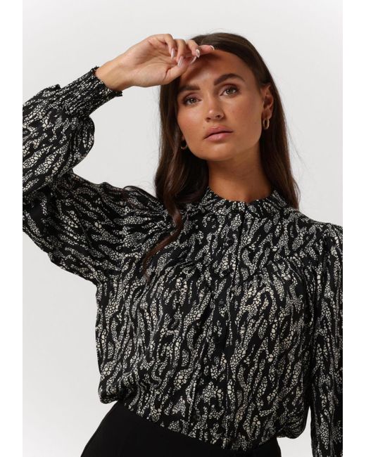 Alix The Label Black Bluse Ladies Woven Animal Turtle Neck Top