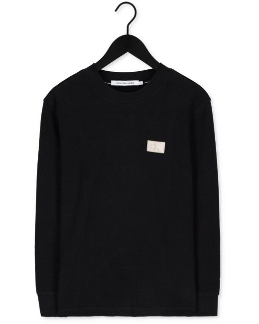 Calvin Klein Pullover Shrunken Badge Ls Waffle Tee Herren in Blue für Herren