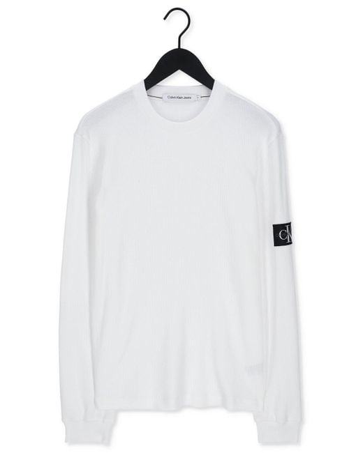 Calvin Klein Sweatshirt Monogram Badge Waffle Ls Tee Herren in Gray für Herren