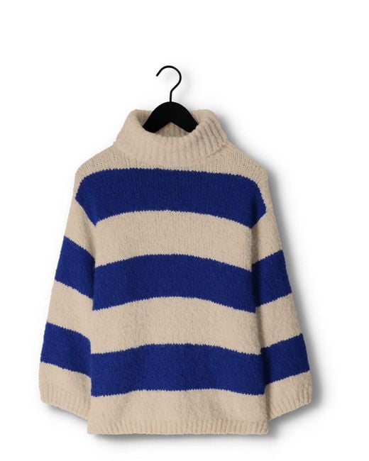 10Days Blue Rollkragenpullover Block Stripe Sweater