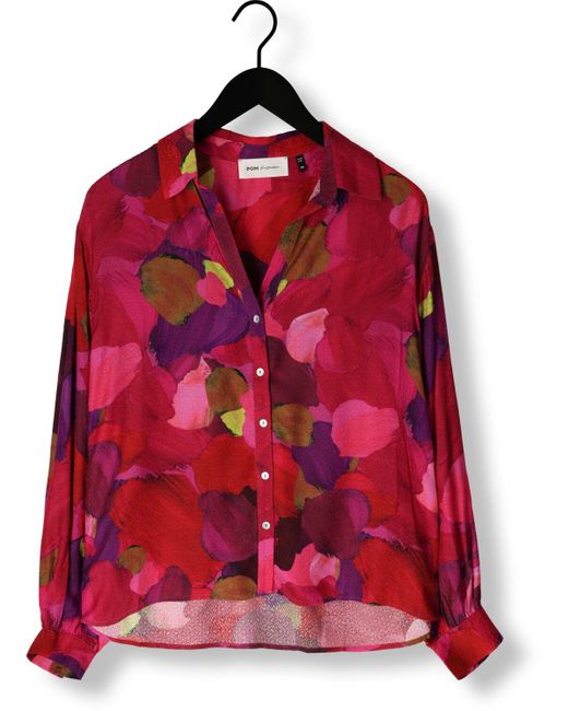 Pom Red Bluse Brushwork Fiery