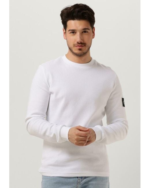 Calvin Klein Sweatshirt Monogram Badge Waffle Ls Tee Herren in Gray für Herren
