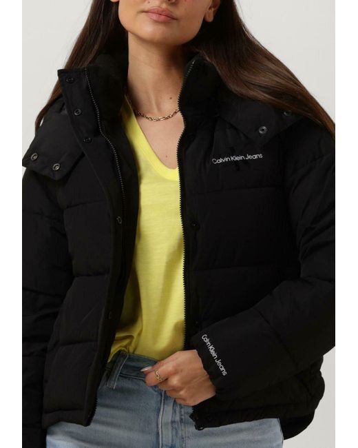 Calvin Klein Black Wattierte Jack Monologo Mw Nd Short Puffer