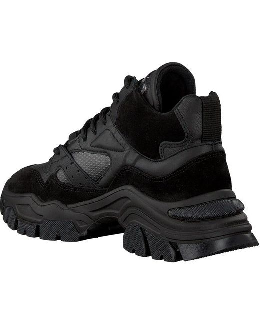 Zwarte Lage Heren Sneaker met Print - Black-Leo.nl