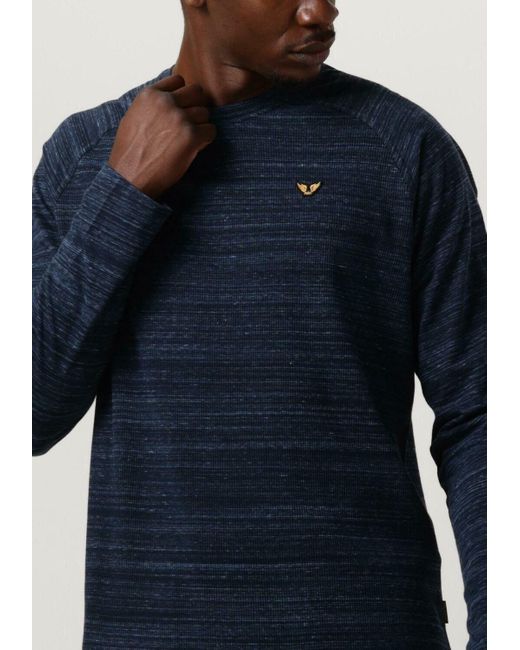 PME LEGEND Pullover Long Sleeve Grandad Waffle Jersey Herren in Blue für Herren